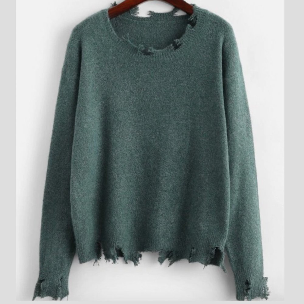 Frayed Jumper Sweater - Zaful
